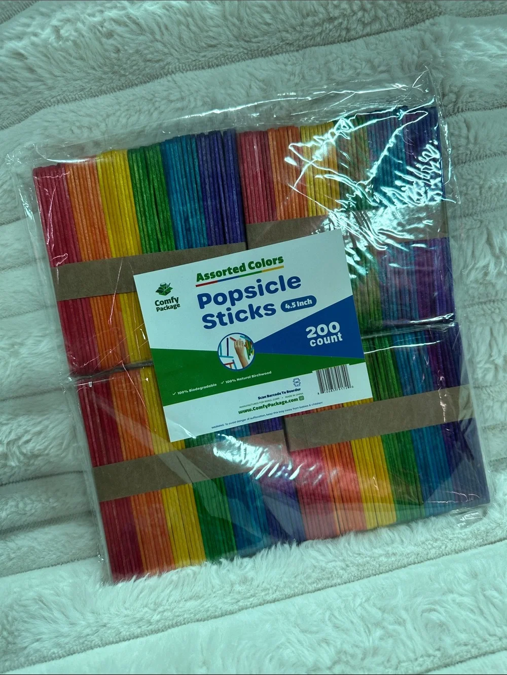 Assorted Color Popsicle Sticks - Bright Rainbow (200 Count)